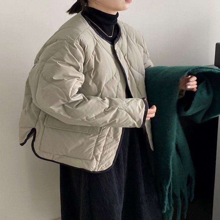 빅사이즈 여성 오버핏 퀼팅 누빔 패딩 점퍼 - 상품 이미지
