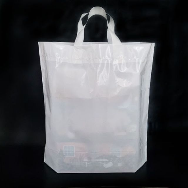 PE 유백 손잡이 루프 봉투 쇼핑 40x40+6cm(100장) - 상품 이미지
