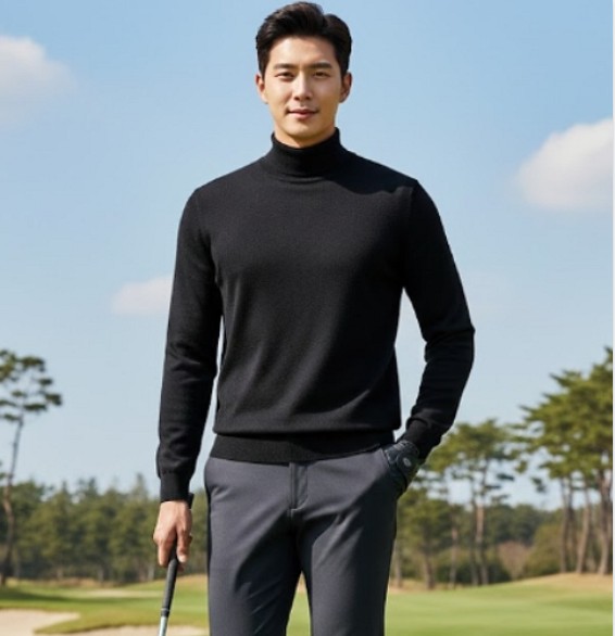 팬텀골프 남성 겨울 기본 터틀넥 피드룩 골프웨어 니트 티셔츠 - 상품 이미지