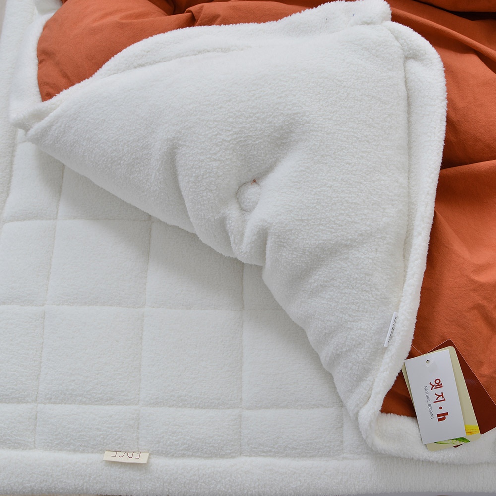 겨울 극세사 차렵 이불 두꺼운 순면 간절기 모엘 양털 / 레드오렌지, Q(퀸)