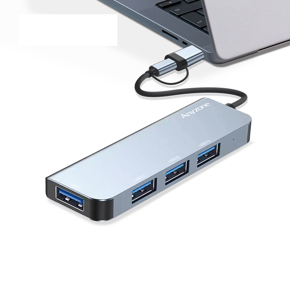 애니존 USB허브 4포트, USB3.0 Type A+C 블랙 - 상세 이미지 4