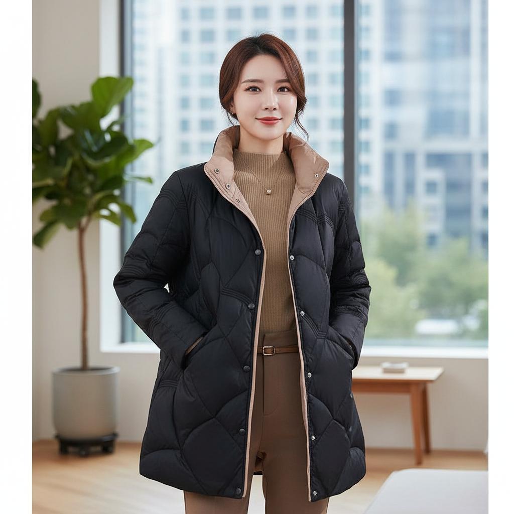 오리털자켓 경량패딩 겨울 보온 코트 패딩점퍼 - 메인 이미지