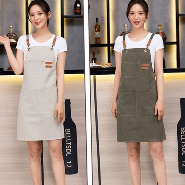 플로리스트 카페 앞치마 바리스타 캔버스 앞치마 남녀공용 주방 코튼 포켓