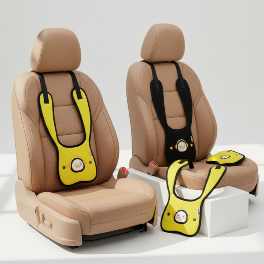 국내생산 펭수 어깨끈형 유아 어린이안전벨트가드 휴대용 초등 카시트 호환 보조벨트조절 주니어