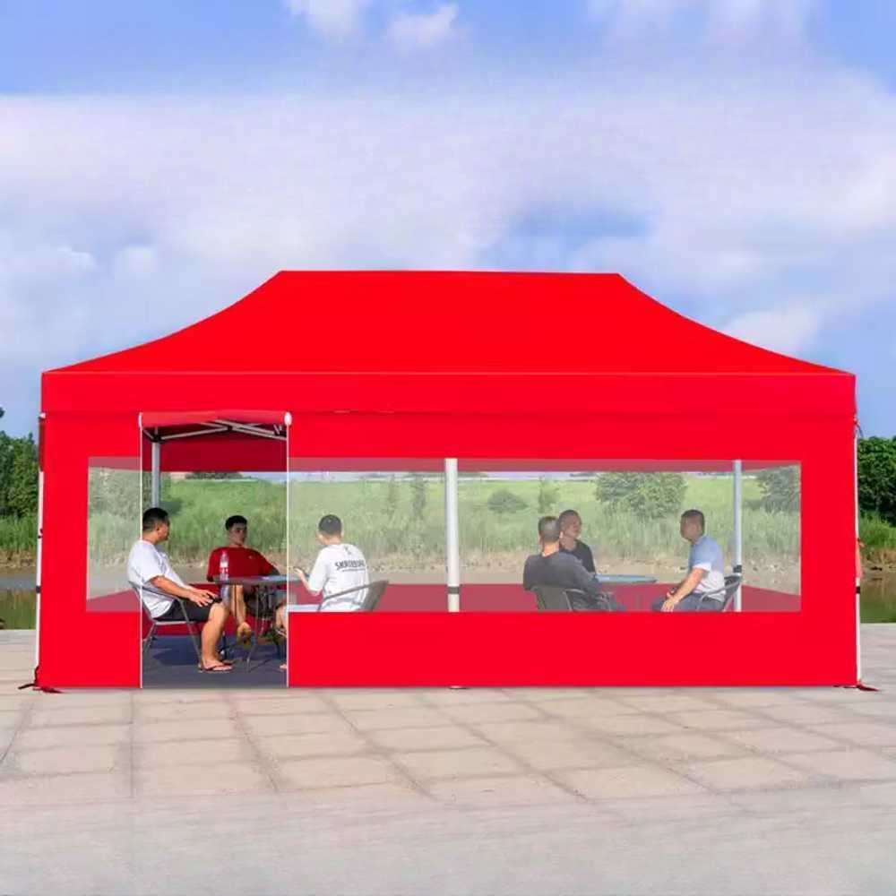 방풍막 바람막이 천막 캠핑장 바람차단 야외 보호막 2x2m (블루 3면 투명) - 상세 이미지 3