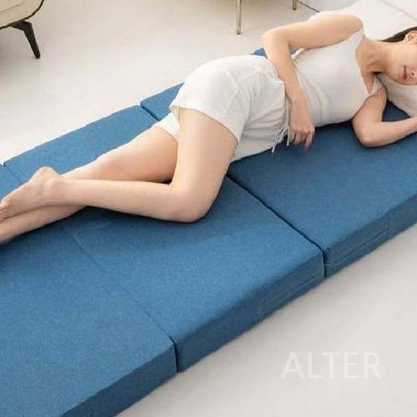 탄탄한 토퍼 매트리스 바닥 매트 침대 접이식 수면 그레이 120x200x10cm - 상세 이미지 3