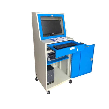 [해외]공장 산업용 컴퓨터 보관대 보호 캐비닛 스틸 업글-27인치 모니터-파랑(휠X)