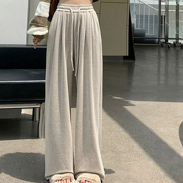 루즈핏 여성 벨벳 팬츠 데일리 여성 와이드 팬츠 밴딩 이지 - 상품 이미지