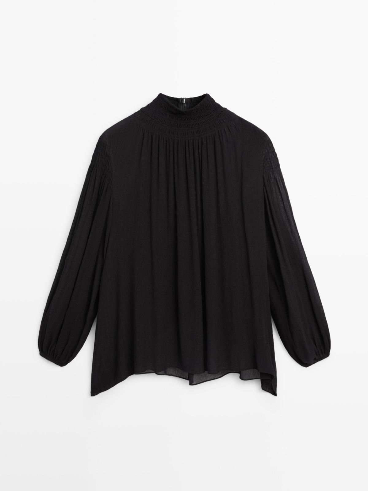 마시모두띠 플루이드 블랙 하이넥 블라우스 5102/702 BLACK - 상품 이미지
