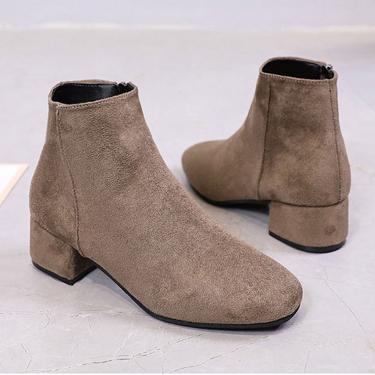 구두 스웨이드 슈즈 편한 앵클부츠 미들힐 여자 - 상품 이미지