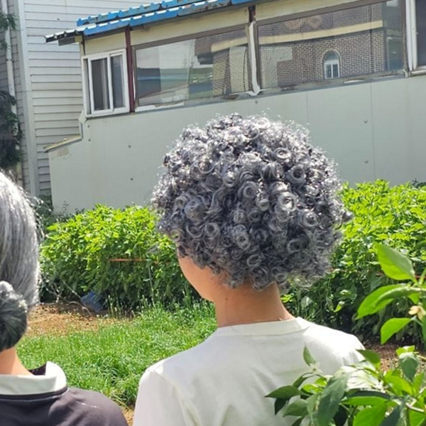 웨이브 할머니 곱슬 가발 연극용 할머니 파마 가발 복고풍 여성 - 상품 이미지