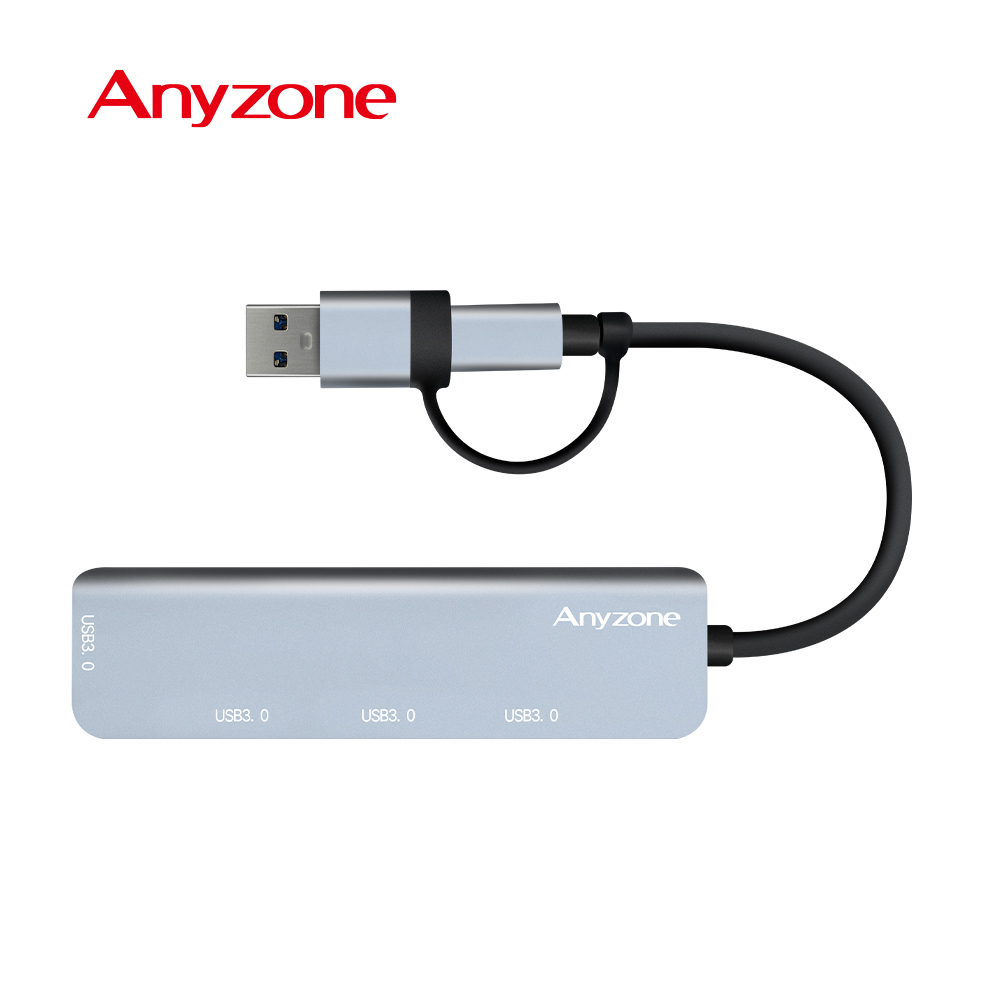 애니존 USB허브 4포트, USB3.0 Type A+C 블랙 - 상세 이미지 3