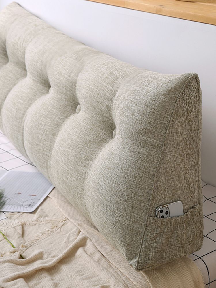 삼각등받이쿠션 대형등쿠션 쿠션 침대 침대헤드 용가을 색(면 린넨) 60x50x20cm (버클 제외) - 상세 이미지 3