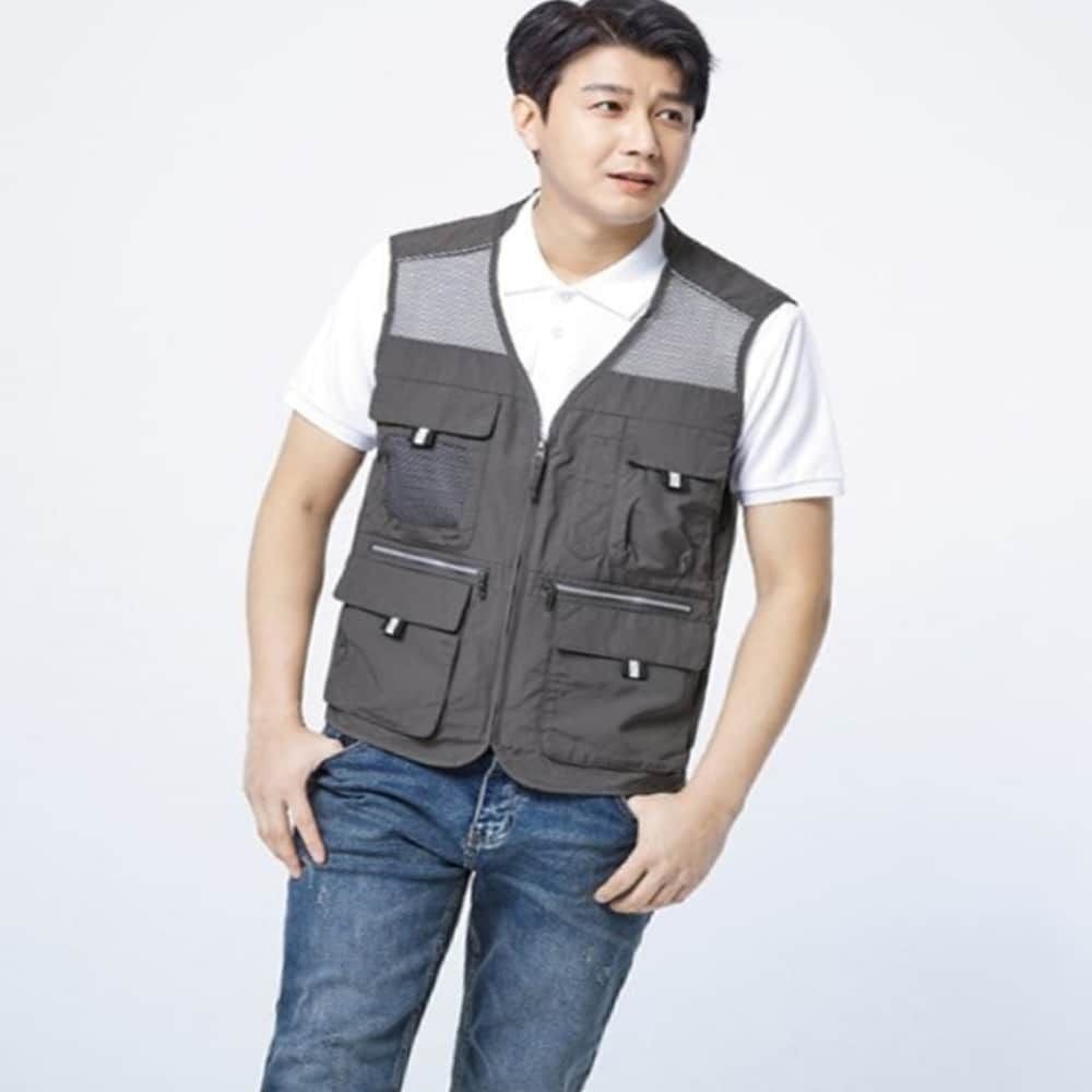 안전조끼 네이비 산업 관리자용 낚시 - 상품 이미지