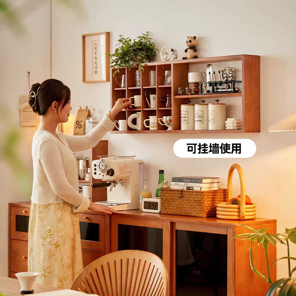 원목 머그컵 진열장 빈티지 그릇장 벽걸이 찻장 주방 - 상세 이미지 4