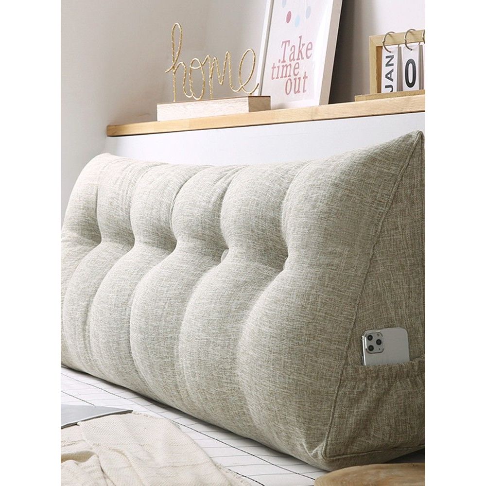 삼각등받이쿠션 대형등쿠션 쿠션 침대 침대헤드 용가을 색(면 린넨) 60x50x20cm (버클 제외) - 상품 이미지