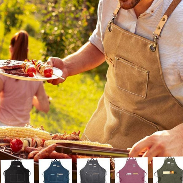 두꺼운 빈티지 캔버스 앞치마 작업용 공방용 앞치마 유니섹스 카페