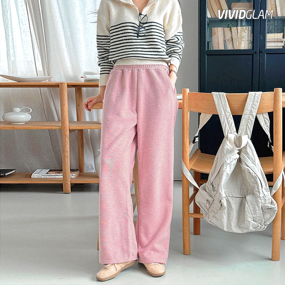골지 기모 와이드팬츠 여성 롱밴딩 겨울바지 원데이핏 ONeday fit - 상품 이미지