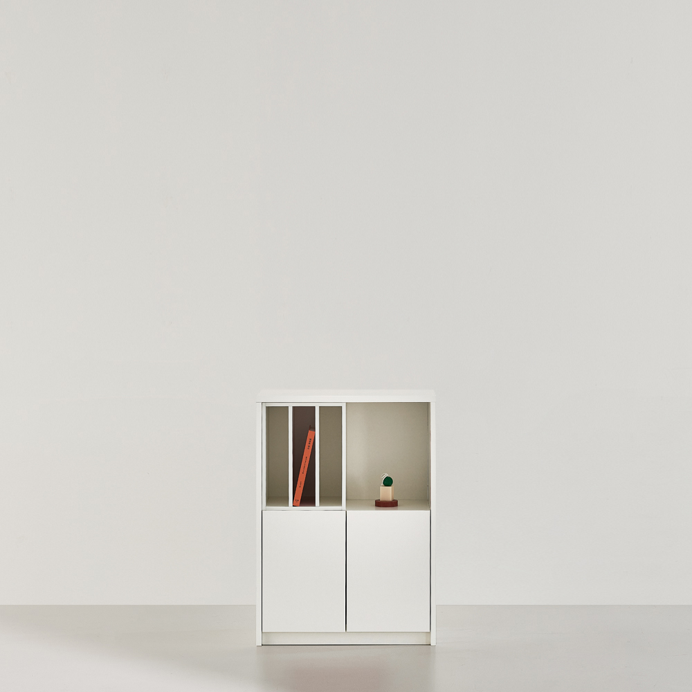 루베오 책장 600 (하부 1단 도어형), 2단, 화이트 - 상세 이미지 2