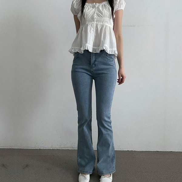 하이 여자 부츠컷 청바지 데일리 여성 부츠컷 데님 스트레이트 스키니 - 상품 이미지