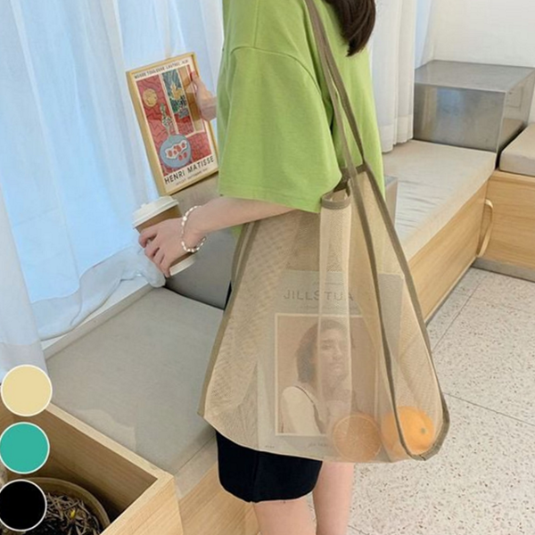경량 여성 메쉬 숄더백 비치 메쉬 심플 숄더백 데일리 여름 - 상품 이미지