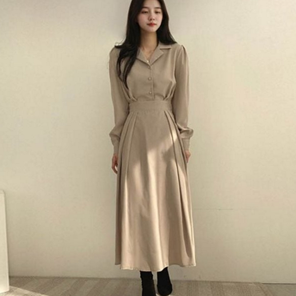 데일리 여성 롱 원피스 플레어 여자 a라인 원피스 오피스 하객 - 메인 이미지