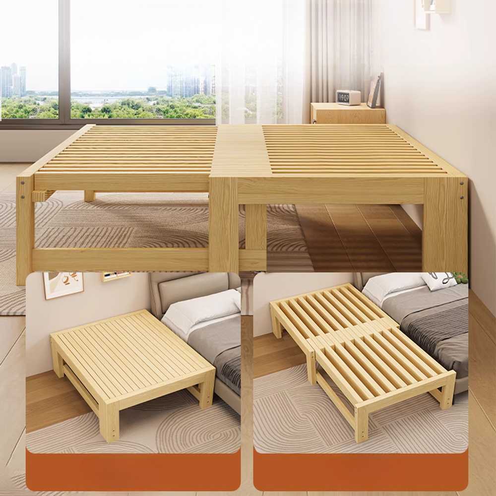 평상형 확장 침대 원목 프레임 넓어지는 가족용 베드 150x110cm 원목 - 상세 이미지 5
