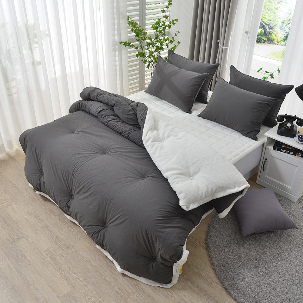 겨울 극세사 차렵 이불 두꺼운 순면 간절기 모엘 양털 / 차콜, SS(슈퍼싱글)