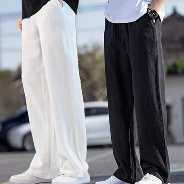 소프트 남자 린넨 팬츠 캐주얼 남성 린넨 바지 슬랙스 밴딩 - 상품 이미지