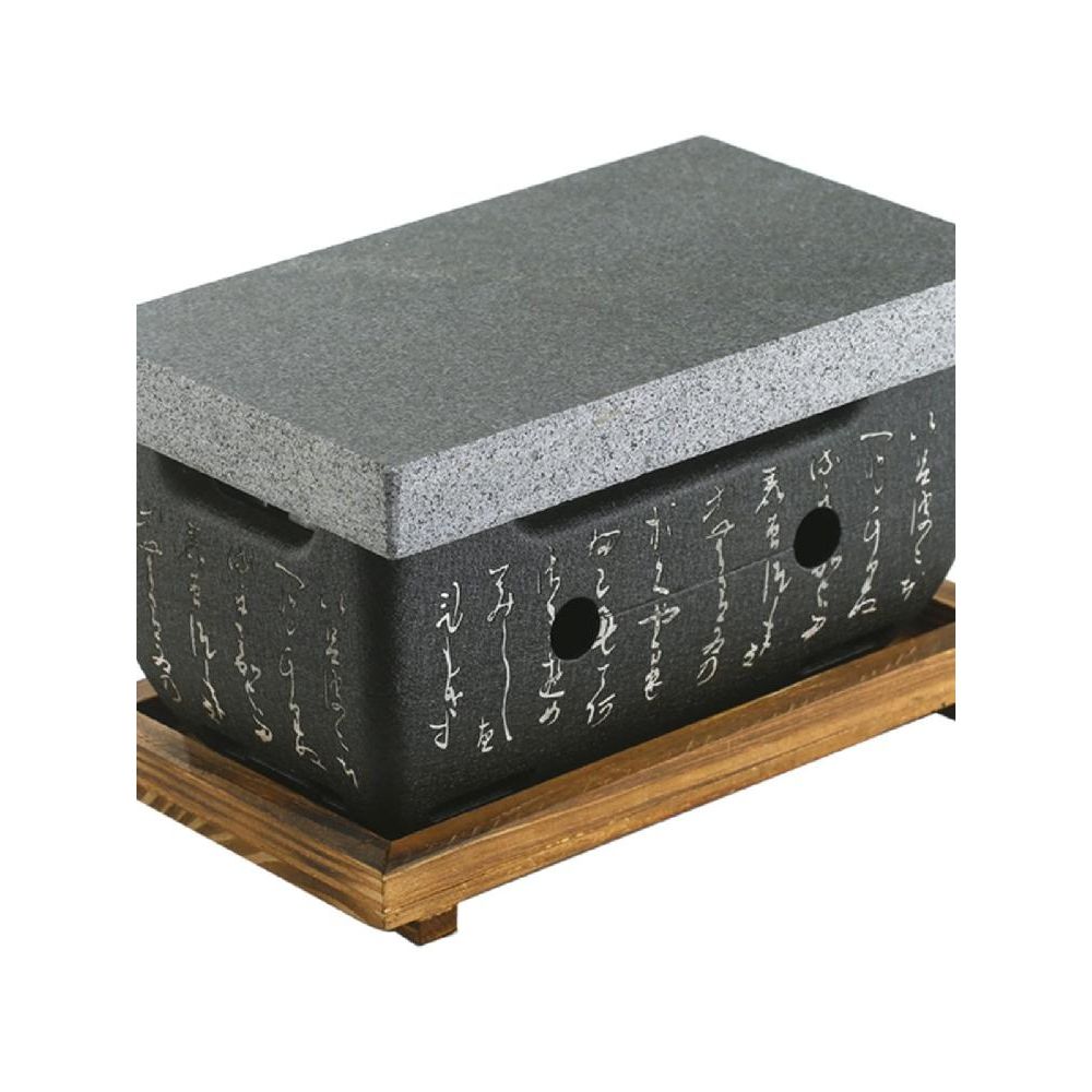 규카츠화로 일본식 숯불 구이 돌판 화로 스테이크 구이판 화강암 12x12x1.5cm 스토브 - 상품 이미지