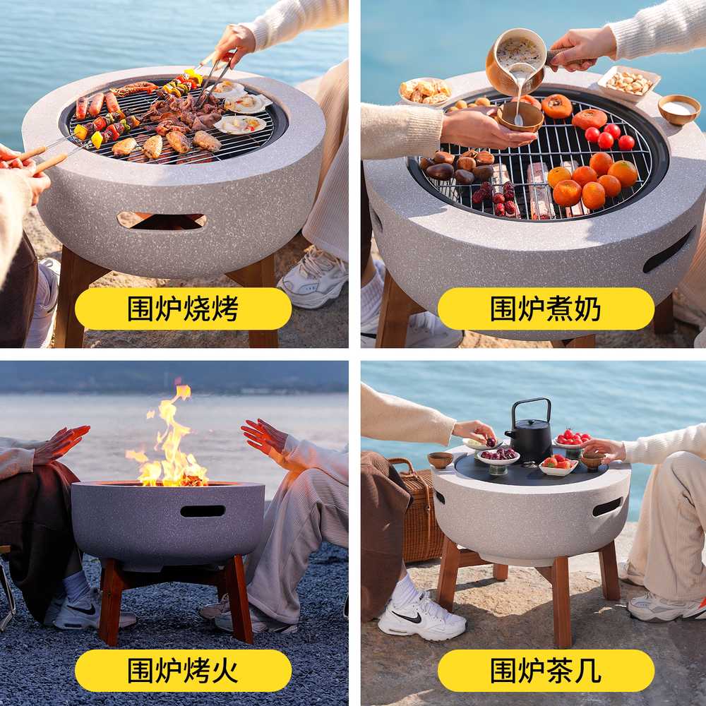 스톤 화로 석재 그릴 삼겹살 로스트 화덕 마당 숯불 실목 다리 - 상세 이미지 5