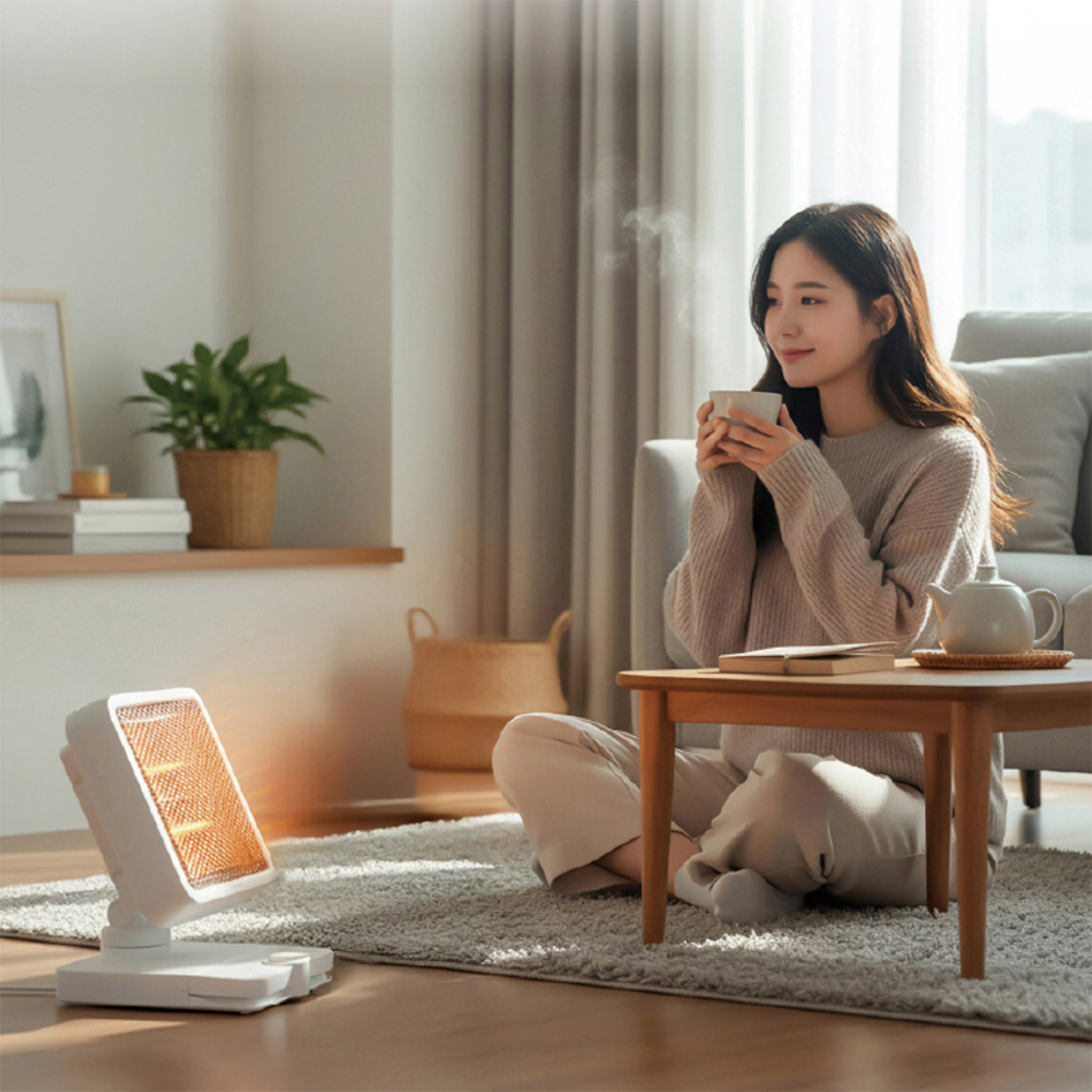 올위버 미니 온풍기 사무실 발난로 회전 발터치 - 상세 이미지 3