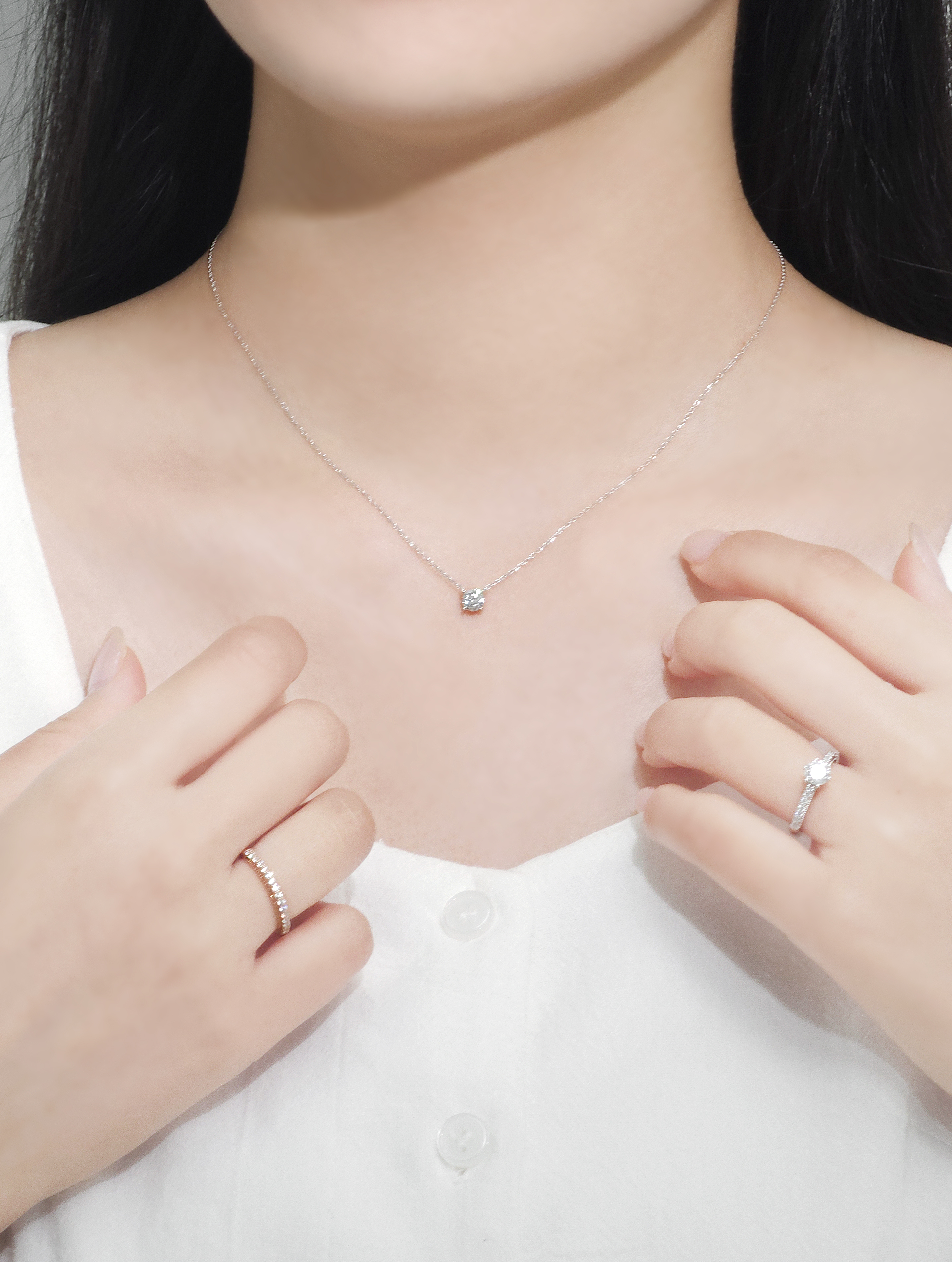 5부 랩다이아 목걸이 일체형 4프롱 IGI 랩다이아몬드 D컬러 14k 18k - 상세 이미지 5