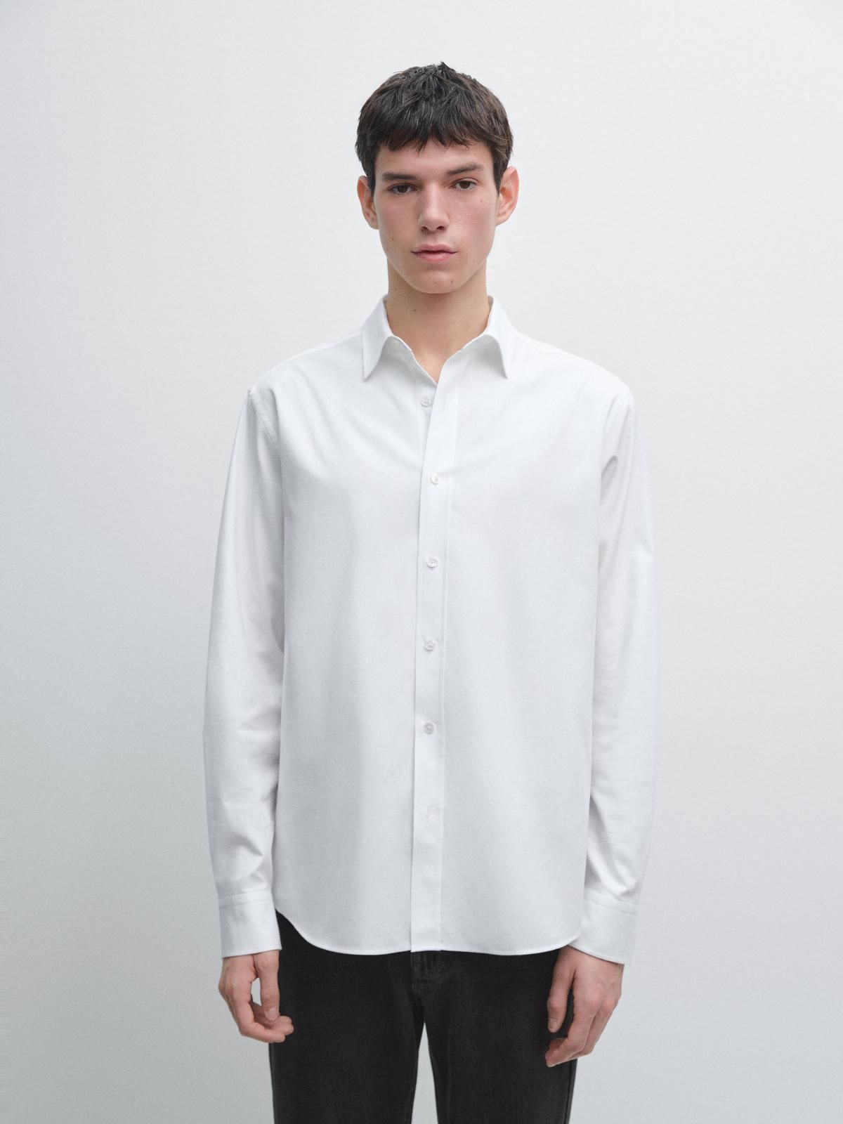 마시모두띠 테크니컬 멜란지 옥스포드 셔츠 레귤러핏 1913/250 WHITE - 상세 이미지 3