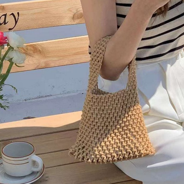 여름 여성 토트 백 미니 데일리 토트 백 핸드백 라탄