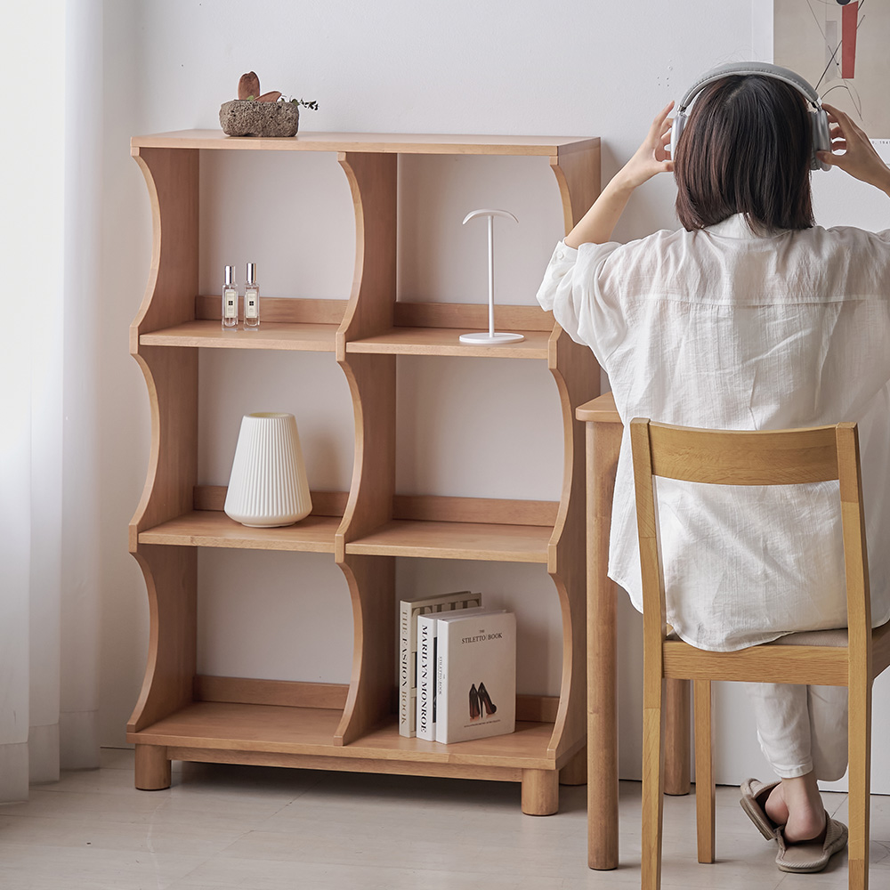 모모드 코브 원목 거실 인테리어 서재 책장 800x300x1166, 3단, 애쉬브라운 - 상세 이미지 2