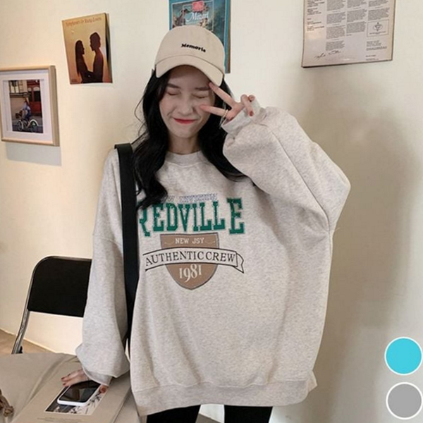 데일리 여성 루즈핏 맨투맨 레터링 여성 오버핏 맨투맨 라운드 가을 - 상품 이미지