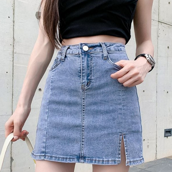 하이 속바지 미니 스커트 캐주얼 속바지 데님 치마 청치마 데일리 - 상품 이미지