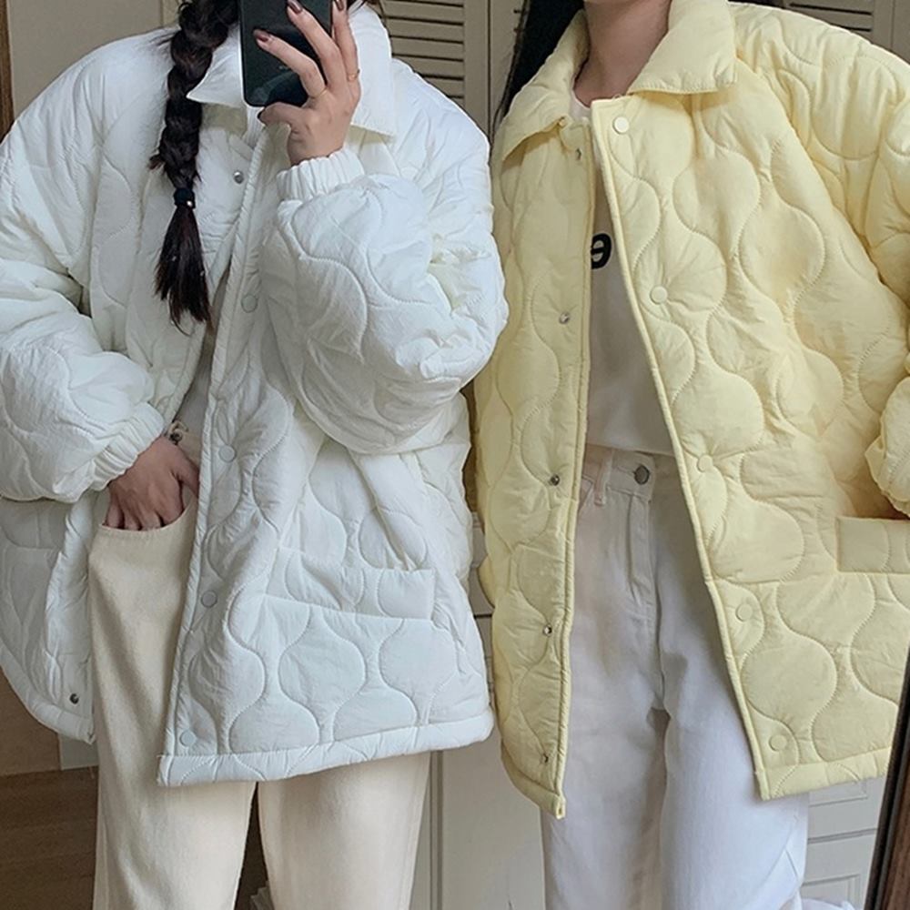 여성 퀄팅패딩 오버핏 겨울 빅사이즈 누빔 안감 퍼 경량 깔깔이 - 상세 이미지 2