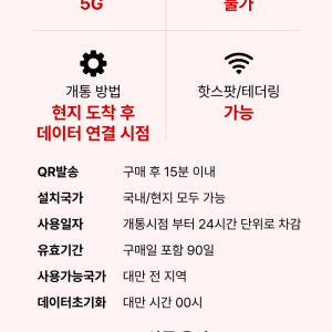대만이심 eSIM 가오슝 타이베이 5G Chunghwa 1일500MB 핫... 솔직 후기 | 실사용자 리뷰 분석 - 상품 이미지 3