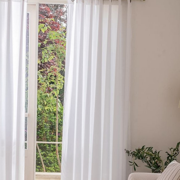고밀도 쉬폰 커튼 핀형 아일렛 형 커튼 화이트 거실