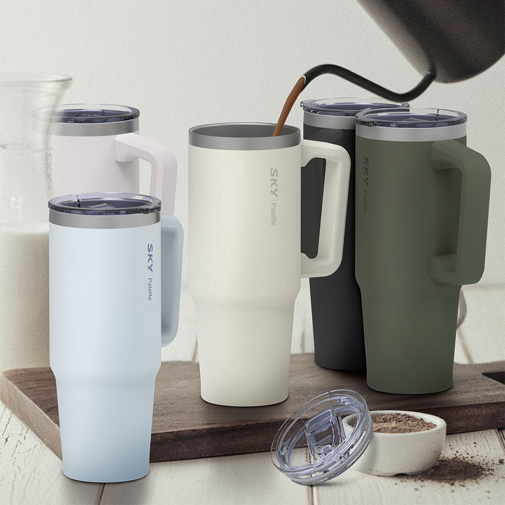 팔레트 대용량 차량용 데일리 텀블러 30oz (손잡이)+빨대 900ml, 블로썸 핑크 이미지 6