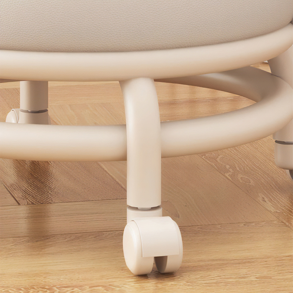 원형 스툴 등받이 낮은 의자 바퀴 달린 스톨 화이트