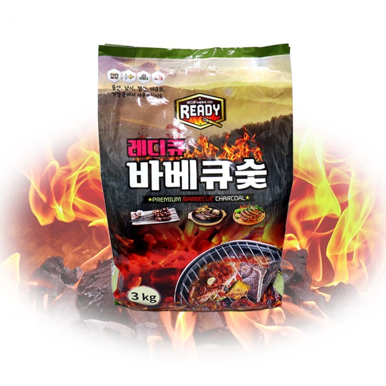 레디큐 바베큐숯 3KG -H/참숯/캠핑/낚시/취사용품/연료/구이용숯/불쏘시개/장작/그릴 - 상품 이미지