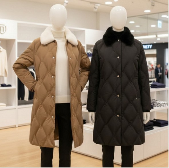팬텀골프 여성 겨울 퍼 탈부착 퀄팅 덕다운 골프 롱다운 롱패딩 점퍼 - 상품 이미지