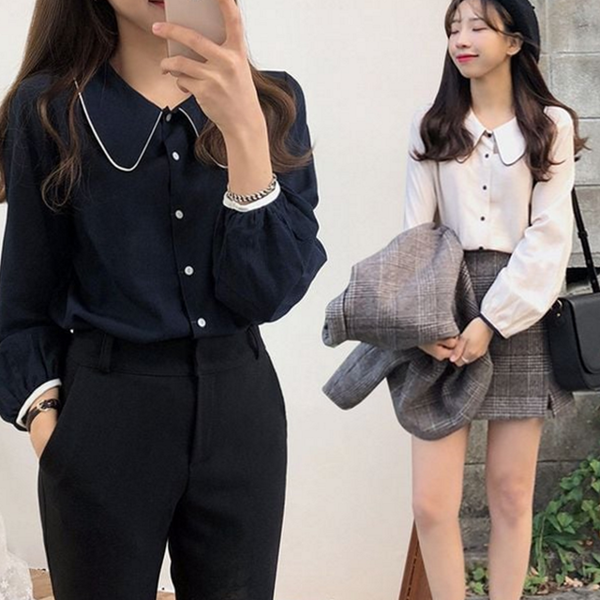데일리 여성 블라우스 오피스 카라 블라우스 하객룩 가을 - 상품 이미지
