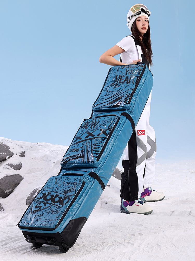 스노우보드 휠백 대형 바퀴 원정백 보관 롤러 스키백 카키(탱크 휠) 150x36cm 이미지 6