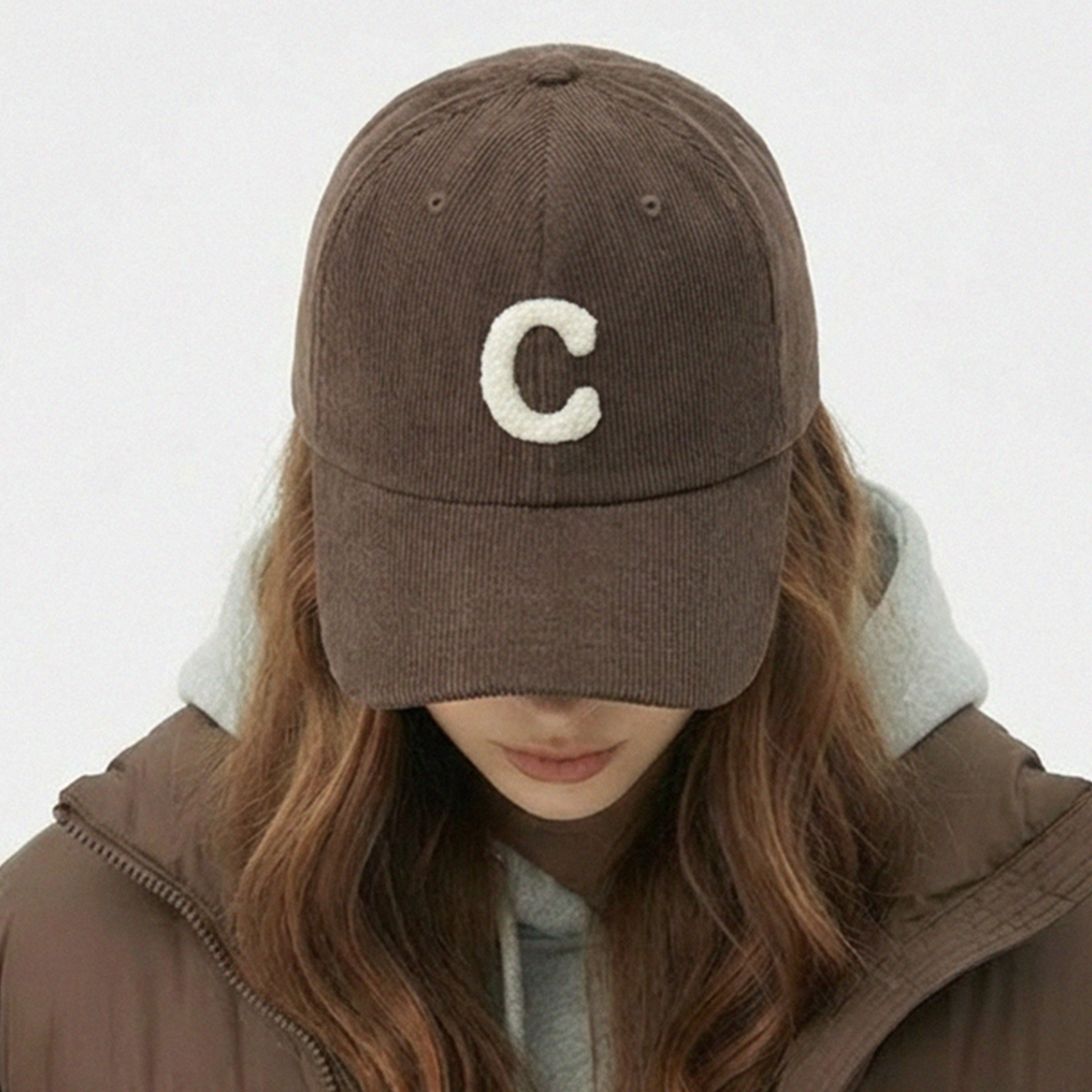 국내생산 볼록C 로고 골덴 볼캡 코듀로이 캡모자 남녀공용 가을 겨울 야구모자 - 상품 이미지