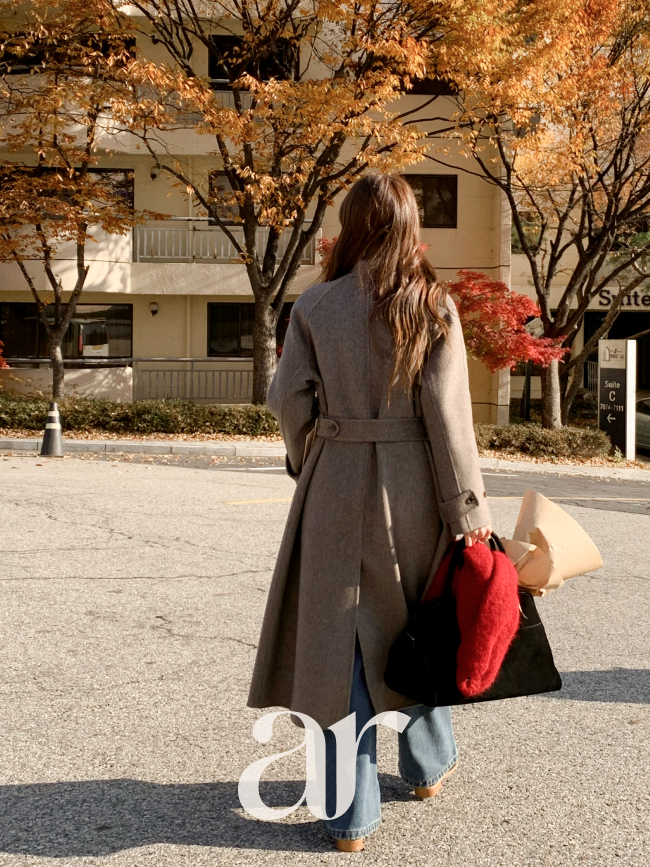 [자체제작] (MADE) 헤링본 벨티드 핸드메이드 롱 울 코트 ct1677