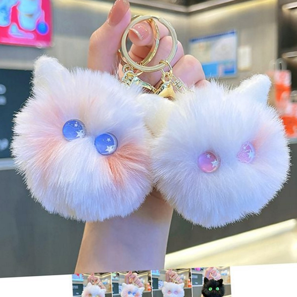 귀여운 고양이 털 키링 캐릭터 자동차 키링 열쇠고리 가방 장식 - 메인 이미지